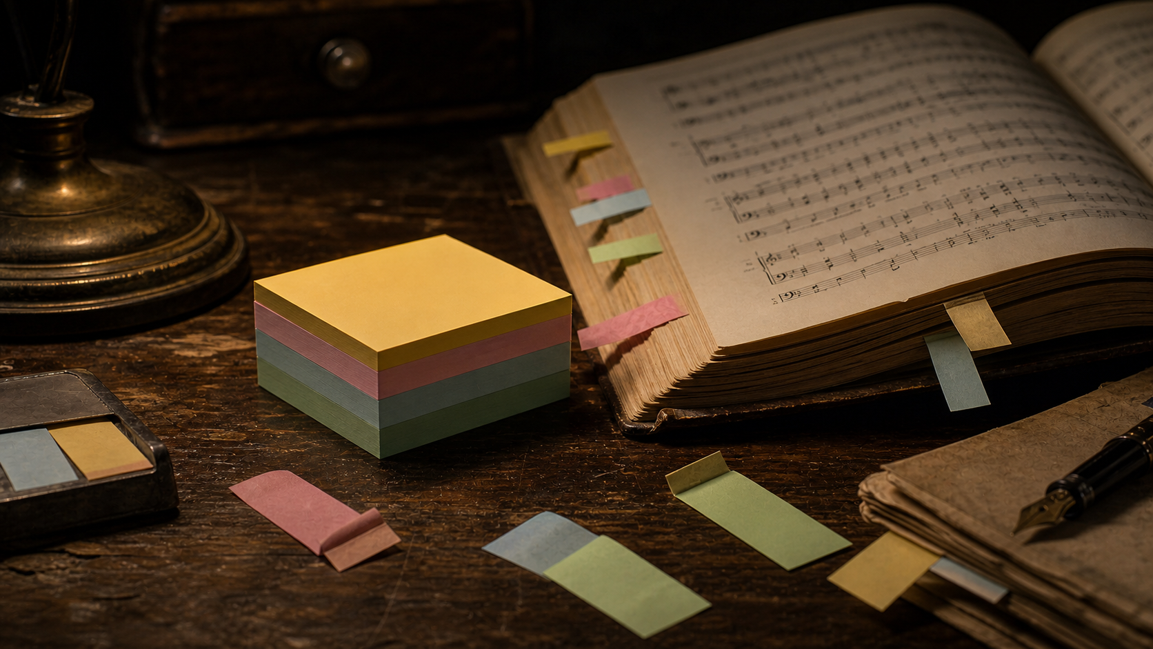 A weak adhesive found its use as a removable paper marker