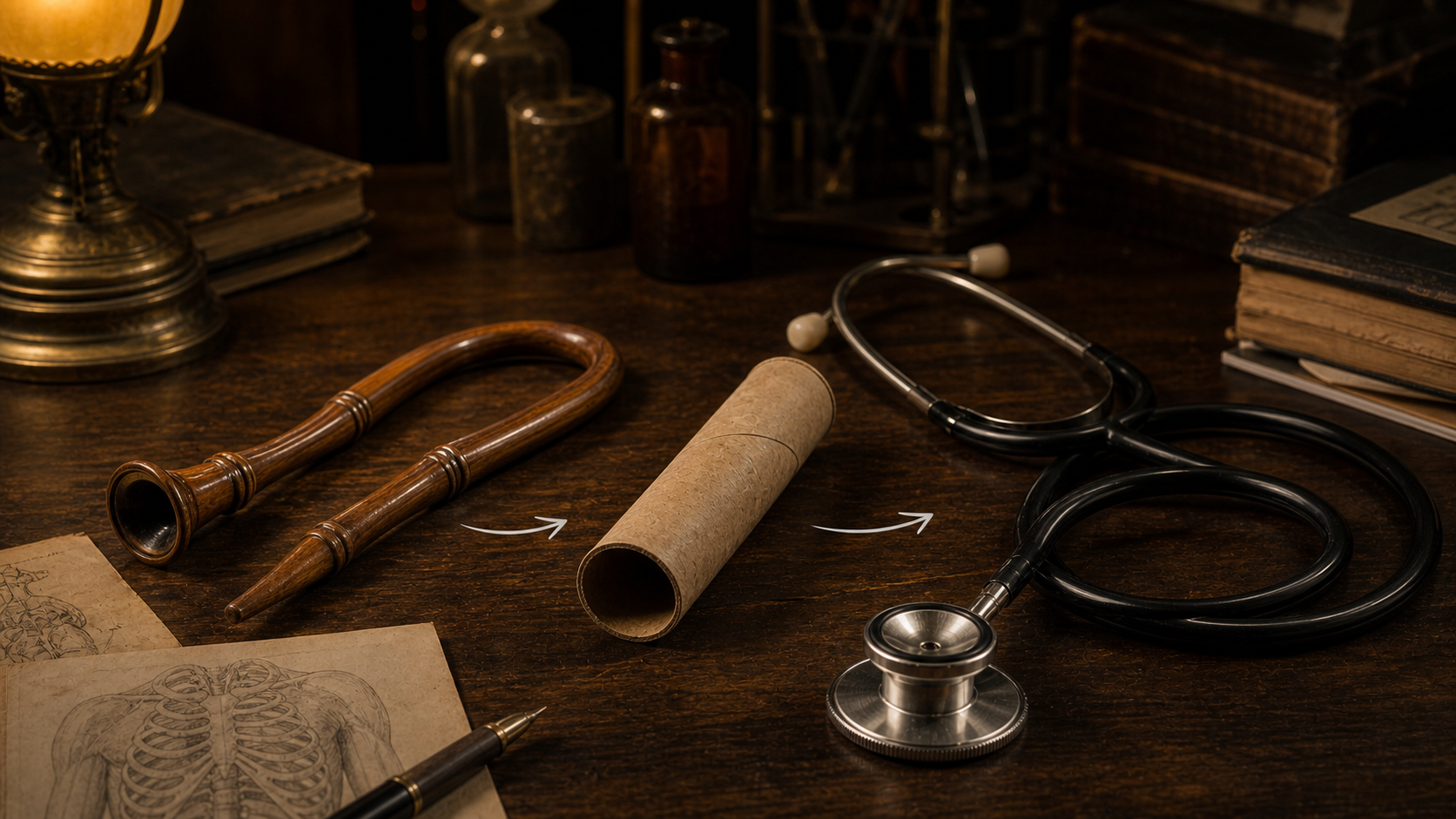 A rolled paper tube became the ancestor of the stethoscope