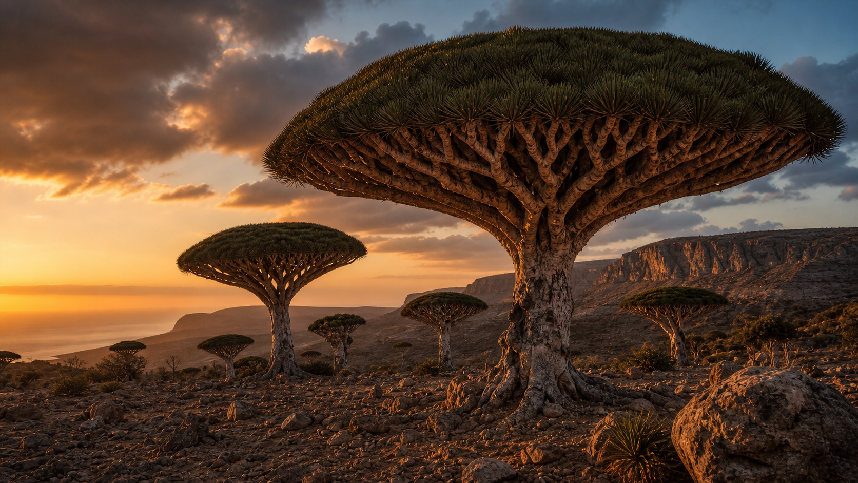 Socotra's dragon blood trees make the island look otherworldly