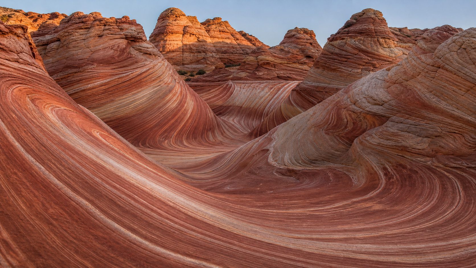The Wave's sandstone bands look like frozen motion