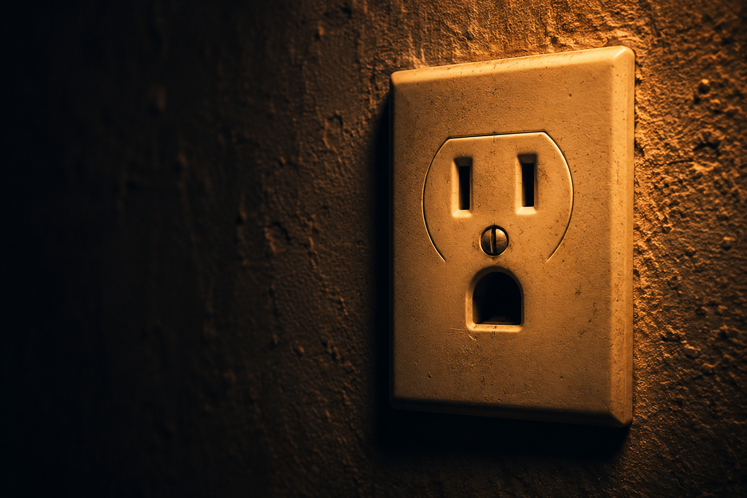 Wall outlet resembling a surprised face